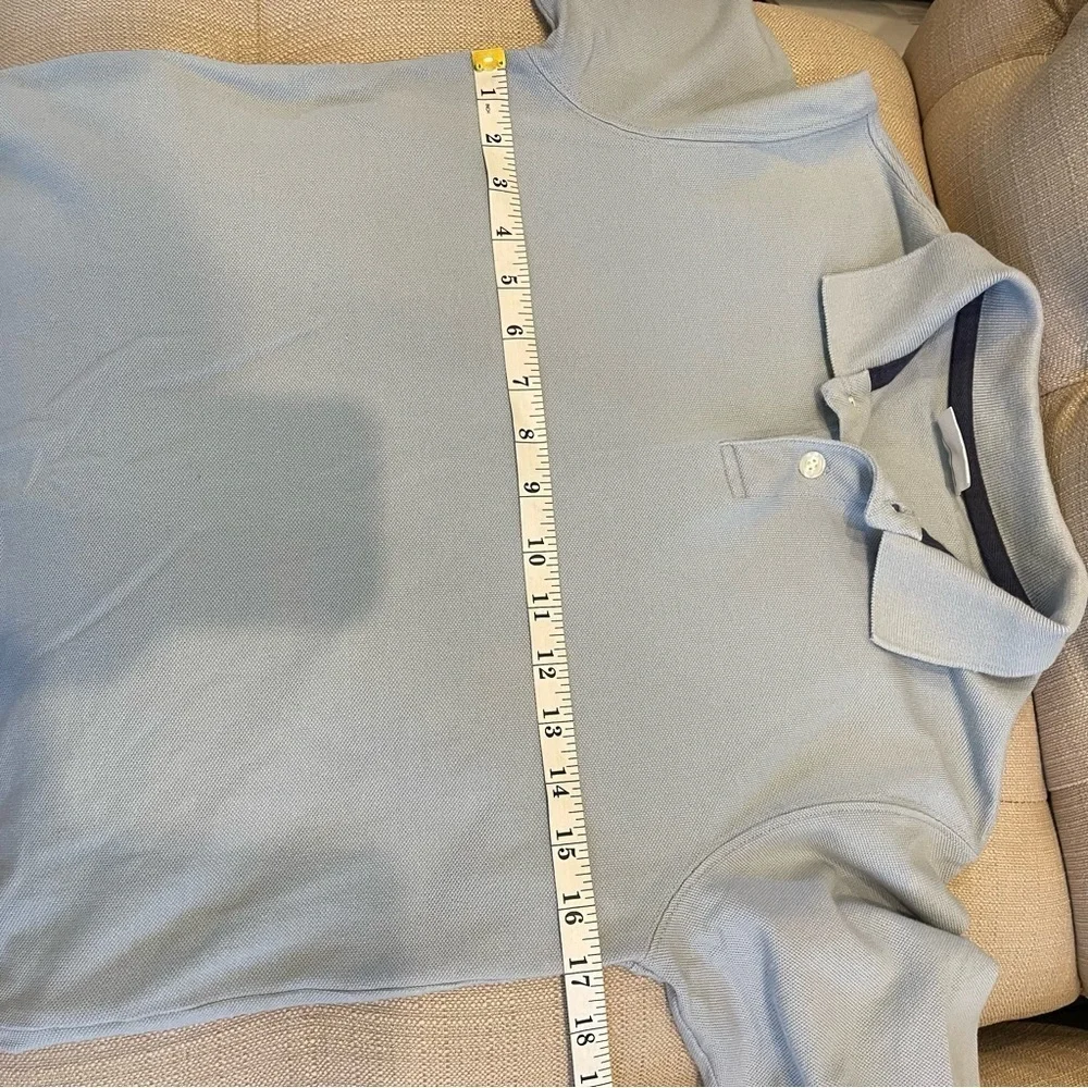 Hanna Andersson Polo Long sleeve Shirt Sz 10 Light Blue Top 100% Organic Cotton